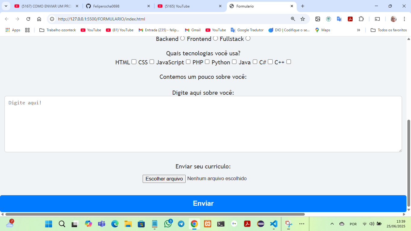Imagem do formulário de cadastro de desenvolvedores